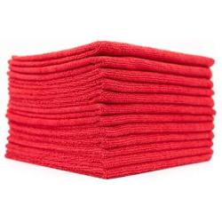 The Rag Company (12-Pack) 16 in. x 16 in. Commercial Grade All-Purpose Microfiber Highly Absorbent, LINT-Free, Streak-Free Cleaning Towels (Red)