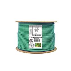 CAT6A Shielded Riser (CMR), 1000ft, F/UTP 23AWG, Solid Bare Copper, 650MHz, 10Gb, UL Certified, UL-LP Certification, Bulk Ethernet Cable Reel in Green