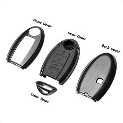 TANGSEN Key Fob Case Black Cover for INFINITI EX FX X G JX M Q QX Series for NISSAN ALTIMA COUPE ARMADA GTR MAXIMA MURANO CROSS CABRIOLET PATHFINDER ROGUE SENTRA VERSA 4 Button Keyless Entry Remote