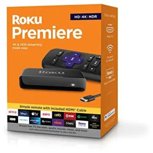 Roku Premiere | HD/4K/HDR Streaming Media Player, Simple Remote and Premium HDMI Cable