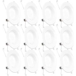 Sunco Lighting 12 Pack 5/6 Inch LED Recessed Downlight, Smooth Trim, Dimmable, 13W=75W, 965 LM, 4000K Cool White, Damp Rated, Simple Retrofit Installation - UL