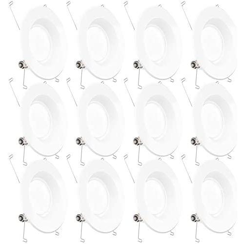 Sunco Lighting 12 Pack 5/6 Inch LED Recessed Downlight, Smooth Trim, Dimmable, 13W=75W, 965 LM, 4000K Cool White, Damp Rated, Simple Retrofit Installation - UL