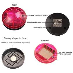 Roadside Flashing Flare Safety Warning Lights Emergency LED Strobe Lights, Magnetic Base Vehicles and Vessels (Red)