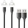 NetDot Gen10 3 in 1 Nylon Braided Magnetic Charging Cable Fast Charging and Data Transfer for Micro USB and USB C Android Smartphones and I-Product (3.3Ft/ 2 Pack, Black) (VC_10G3IN11mblack2)