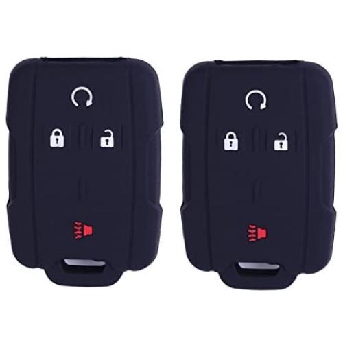 2Pcs XUHANG Sillicone key fob Skin key Cover Remote Case Protector Shell for Chevrolet Silverado Colorado GMC Sierra Yukon Cadillac smart Remote black