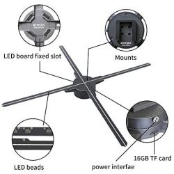 GIWOX Upgrade Holo65SD+ 3D Hologram Fan Display, 25.6Inch Large Size and 960P High Pixel, 960 Led Beads and Audio,Holographic Advertising is Perfect for Trade Show,Store Display