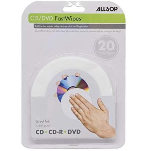 Allsop CD and DVD FastWipes, lint-free wipes for cleaning DVD, CD, PS1, PS2, XBOX & XBOX 360 Discs