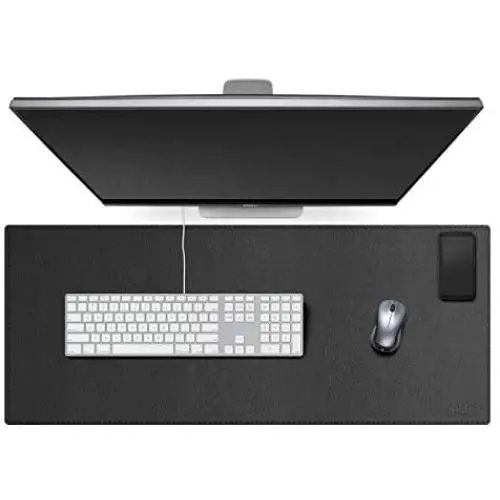 Cacoy Extended PU Leather Desk Pads Protector-Size 39.4''L x 15.7''W - Large Smooth Surface Waterproof Mouse Pad Desktop Protective Mat for Home&Office Table Computer Laptop Keyboard Pad-Black