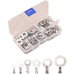 150 Pcs Silver O-Type Wire Crimp Copper Terminal Connerctor Kit, Cable Ring Terminal, Ring Cable Lugs Copper Lugs, Ring Terminals Connectors Assortment Kit M3 M4 M5 M6 M8 M10