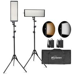 Bi-Color LED Video Filming Light with Tripod Stand 240x2 SMD Lamp Beads CRI 96+ 3200K~6000K Dimmable LED Soft Metal Shell Lighting Kit for Studio,YouTube,Product Photography,Video Shooting (2 Packs)