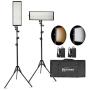 Bi-Color LED Video Filming Light with Tripod Stand 240x2 SMD Lamp Beads CRI 96+ 3200K~6000K Dimmable LED Soft Metal Shell Lighting Kit for Studio,YouTube,Product Photography,Video Shooting (2 Packs)