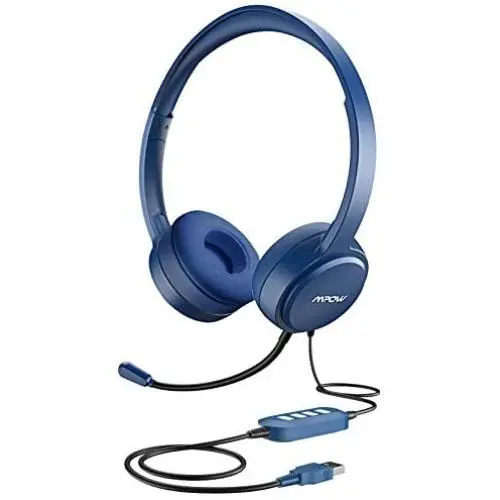 Mpow USB Headset (All-Platform Edition) with 3.5mm Jack, Stereo Computer Headset with Microphone Noise-Canceling, Skype Headphones w/Comfort-fit Earpad, Inline Volume Control for PC/Laptop/Cell Phone