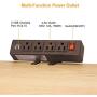Desk Clamp Power Strip, Desktop Clamp Mount Power Outlet with 2 USB Ports, 4 AC Outlets, Mountable Desk Outlet Removable Power Plugs with 6.56ft Power Cord (Brown)