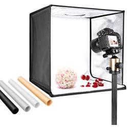 Neewer Photo Studio Light Box 16inches/40cm Shooting Light Tent Adjustable Brightness Foldable Portable Professional Booth Table Top Photography Lighting Kit 80 LED Lights 4 Colors Backdrops