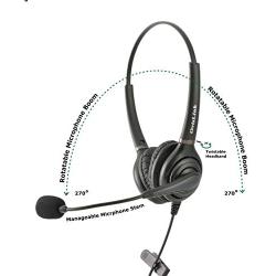 Dual Ear Cisco Headset | Noise Canceling Microphone Headset Compatible with Cisco Phones with RJ9 Headset Jack | RJ9 Headset Quick Disconnect Cord Included | HD Voice Quality | Comfortable