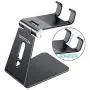 Adjustable Cell Phone Stand, OMOTON C2 Aluminum Desktop Phone Holder Dock Compatible with iPhone 11 Pro Max Xs XR 8 Plus 7 6, Samsung Galaxy, Google Pixel, Android Phones, Black