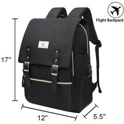 Unisex College Bag Fits up to 15.6’’ Laptop Casual Rucksack Waterproof School Backpack Daypacks (AllBlackWithUSB)