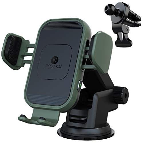 [Upgraded Version] ZeeHoo Wireless Car Charger,15W Qi Fast Charging Auto-Clamping Car Mount,Windshield Dash Air Vent Phone Holder Compatible with iPhone 12/Mini/11 Pro Max,Note10(Blackish Green)