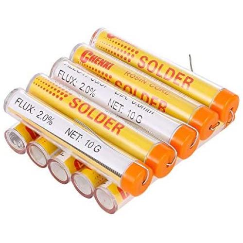 Great Rosin Core Solder Wire - Tin 63% Lead 37%, Pocket Pack, Diameter 0.031'' 0.8mm, Net Weight 0.35oz 10g, Sn63 - Pb37 For Electrical Work Soldering Tools (10-pack)