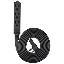 Electes 8 Feet Heavy Duty Extension Cord/Wire, Multi 3 Outlet, 3 Prong Grounded, Angled Flat Plug, 16/3, SPT3, UL Listed, Black