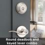 Kwikset Tustin Keyed Entry Lever and Single Cylinder Deadbolt Combo Pack with Microban Antimicrobial Protection featuring SmartKey Security in Satin Nickel