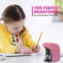 Pencil Sharpener, Electric Pencil Sharpener with Auto Safe Feature,Portable Electric Sharpener for Home/School/Classroom/Office,USB or 2AA Batteries Operated (Pink)