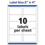 Avery Shipping Address Labels, Laser Printers, 250 Labels, 2x4 Labels, Permanent Adhesive, TrueBlock (5263) , White