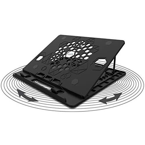 AICHESON 360° Rotatable Laptop Stand, Adjustable Height Notebook Holder, Ergonomic Ventilated Portable Laptop Riser Compatible with 10''-15.6'' Laptops, Black