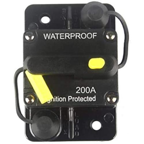 WOHHOM 200 Amp Circuit Breaker DC 12V -48V Waterproof 30A-300A Manual Reset Fuse Inverter for Trolling Motor Auto Car RV Marine Boat Current Overload Protection (200A)