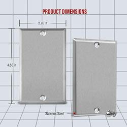 ENERLITES Blank Device Metal Wall Plate, Corrosion Resistant, Size 1-Gang 4.50'' x 2.76'', UL Listed, 7701, 430 Stainless Steel, Silver