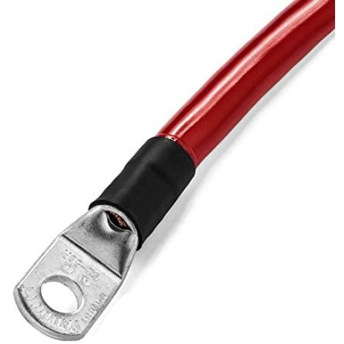 Spartan Power Made in America 1 Foot (12 Inch) Red Single 4 AWG Gauge Battery Cable Wire, Positive Cable Great for Parallel Battery Cables