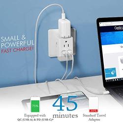 UK Ireland Power Plug Adapter Travel QC 3.0 & PD by Ceptics, Safe Dual USB & USB-C - 2 USA Socket Compact & Powerful - Use in London UAE Dubai Kenya British Hong Kong - Type G AP-7 - Fast Charging