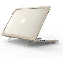 Compatible with MacBook Air 11 Inch Kickstand Case, Funut 2 in 1 Rubberized Hard Plastic Case Cover Shock Proof Matt Protective Case for Laptop MacBook Air 11.6 Inch A1370/A1465 (# Khaki)