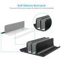 Double Adjustable Vertical Laptop Stand Newly Designed 2 Slots Aluminum Desktop Dual Holder for All MacBook/Chromebook/Surface/Dell/iPad Up to 17.3 Inches - Black