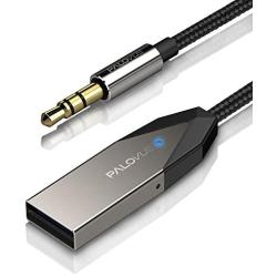 PALOVUE Bluetooth 5.0 Receiver with Qualcomm CSR Wireless Car Kit for Music Streaming and Hands-Free Calling for Car Home Stereo with 3.5mm Aux Port No Charging Needed LinkFlow