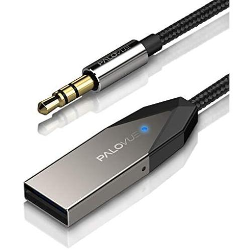 PALOVUE Bluetooth 5.0 Receiver with Qualcomm CSR Wireless Car Kit for Music Streaming and Hands-Free Calling for Car Home Stereo with 3.5mm Aux Port No Charging Needed LinkFlow