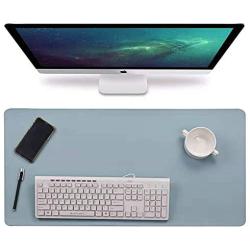 Multifunctional Office Desk Pad, 31.5'' x 15.7'' Waterproof PU Leather Mouse Pad/Mat, Laptop/Computer Desk Mat, Antiskid Desk Writing Mat for Office/Home (Blue)
