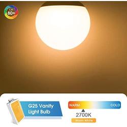 LED Vanity Light Bulb, JandCase 5W G25 LED Bulb, 60W Equivalent, 2700K Warm White, 500LM, Makeup Mirror Round Light Bulb for Bathroom, Not Dimmable, UL Listed, E26 Base, 3 Pack