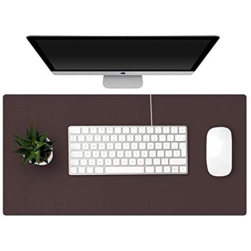 KINGFOM Desk Pad Office Desktop Protector 23.6'' x 11.8'', PU Leather Desk Mat Blotters Organizer with Comfortable Writing Surface (Dark Brown)