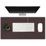 KINGFOM Desk Pad Office Desktop Protector 23.6'' x 11.8'', PU Leather Desk Mat Blotters Organizer with Comfortable Writing Surface (Dark Brown)