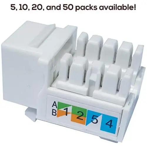 (10-Pack) Cat6 Keystone Jack - [UL Listed] - Ethernet Wall Jack - Wall Cat6 - Cat6 Network Coupler - Keystone Jack - Cat5/5e/6 Compatible - Cat6 Network Coupler