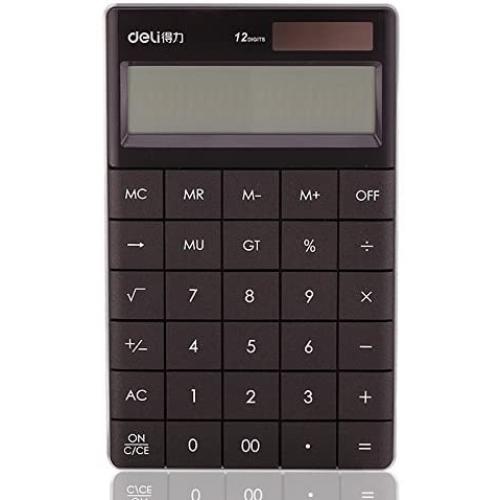 Electronic Desktop Calculator with 12-Digit Large Display, Solar and Button Dattery Dual Power Standard 12-Digit Big Display Handheld Function Desktop Calculator (Black3)