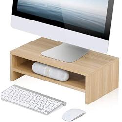 FITUEYES Computer Monitor Stand Clamp Desk TV Shelf Risers 16.7 inch 2 Tiers Monitor Stand Save Space DT204201WO