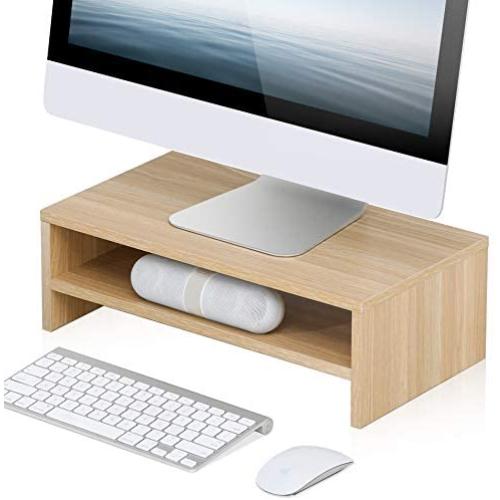 FITUEYES Computer Monitor Stand Clamp Desk TV Shelf Risers 16.7 inch 2 Tiers Monitor Stand Save Space DT204201WO
