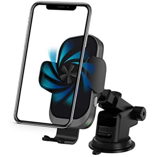 KMMOTORS Cooling Wireless Car Charger, 15W Qi Fast Charging Auto-Clamping Car Mount, Compatible iPhone 11/11 Pro/11 Pro Max/Xs MAX/XS/XR,Samsung S10/S10+/S9/S9+(Cooling Charger)