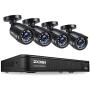 ZOSI H.265+1080p Home Security Camera System,8 Channel 5MP-Lite CCTV DVR with 4 x 1920TVL Weatherproof Surveillance Bullet Camera Outdoor/Indoor with 80ft Night Vision,Remote Access, Motion Alerts