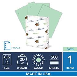 Hammermill Colored Paper, 20 lb Green Printer Paper, 3 Hole - 1 Ream (500 Sheets) - Made in the USA, Pastel Paper, 102947R