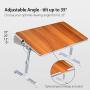 [Large Size] Neetto Height Adjustable Laptop Bed Desk, Portable Laptop Table Standing Desk, Sofa Breakfast Tray With Foldable Legs, Notebook Stand Reading Holder for Couch Floor Kids - American Cherry