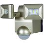 LB1870CH700 Lumen Battery Operated Ultra Bright LED Motion Security, Motion Sensor, Motion Activated Flood Light, Wall or Eave Mount Twin Head includes L-bracket for easy mounting Champaign finish