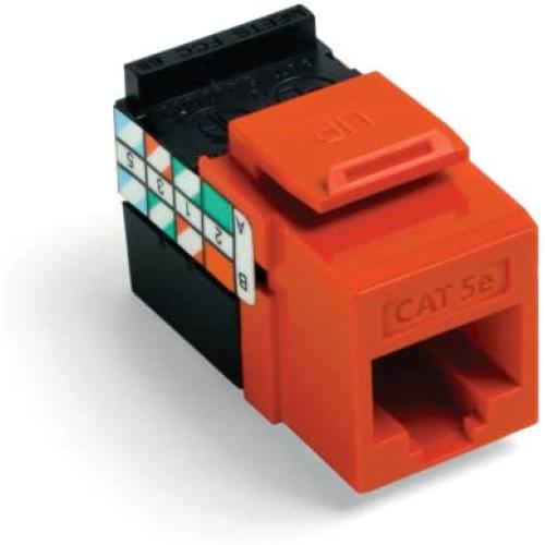 Leviton 5G108-BO5 GigaMax 5E QuickPort Connector, Cat 5E, Orange, 25-Pack